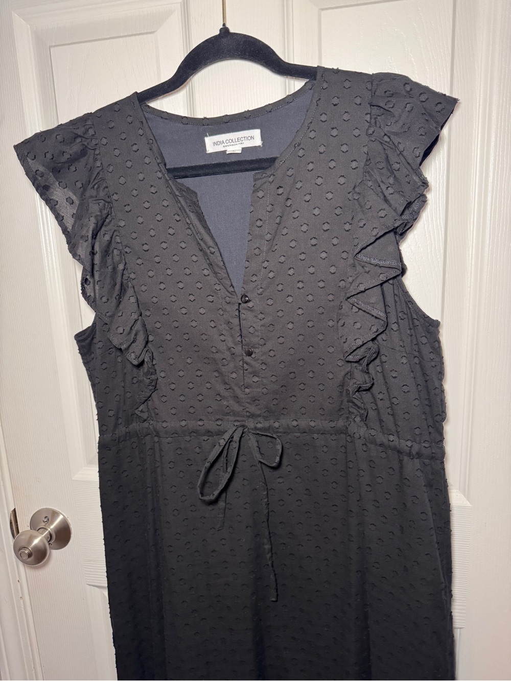 India Collection by Emerson Fry Surya - Black Swiss Dot Dress - Picture 11 of 16